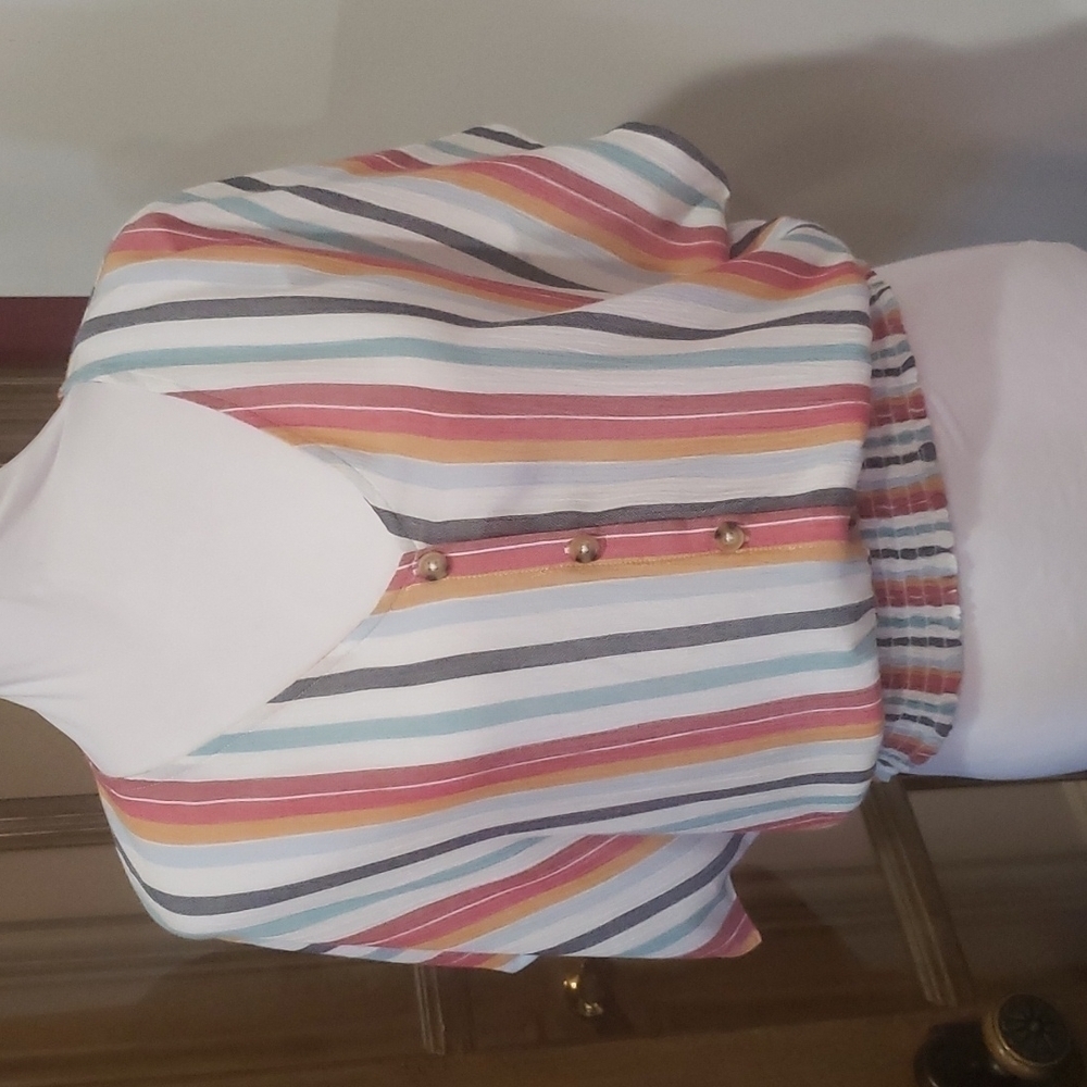 AEROPOSTALE Striped Faux Button Down Striped Top Nwt